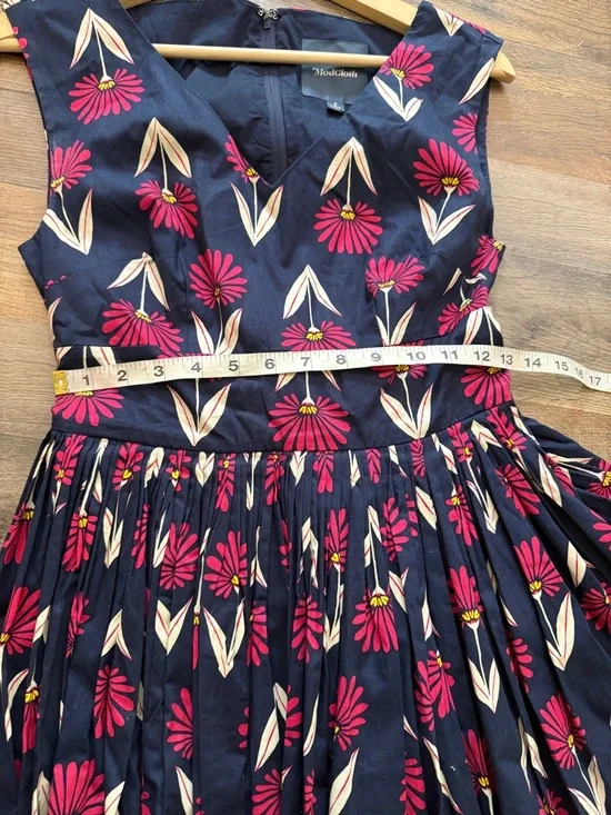 Modcloth Navy Midi Dress with Pink and Cream Floral Print - Picture 8 of 10